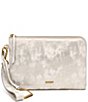 Color:Champagne - Image 1 - Noelle Metallic Marbled Leather Wristlet