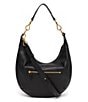 Color:Black - Image 2 - Savannah Leather Crossbody Hobo Bag