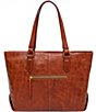 Color:Vachetta - Image 2 - Sienna Croc-Embossed Leather Tote Bag