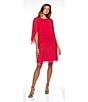 Color:Red - Image 4 - 3/4 Sleeve Chiffon Overlay Shift Dress