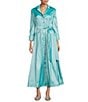 Marina 3/4 Sleeve Point Collar Neck Tie Waist Taffeta Midi A-Line Dress, Color:Sage - Image 1