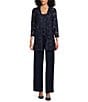 Color:Navy - Image 1 - 3/4 Sleeve Square Neck Jumpsuit And Jacket 2-Piece Set