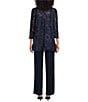 Color:Navy - Image 2 - 3/4 Sleeve Square Neck Jumpsuit And Jacket 2-Piece Set