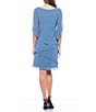 Marina 3/4 Split Sleeve Crew Neck Tiered Skirt Chiffon Sheath Dress, Color:Light Blue - Image 2