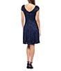 Color:Navy - Image 2 - Cap Sleeve Boat Neck Cap Sleeve Soutache Fit And Flare Dress