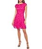 Color:Fuchsia - Image 1 - Cap Sleeve Boat Neck Cap Sleeve Soutache Fit And Flare Dress
