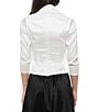 Marina Collared Stretch Taffeta V Neck 3/4 Sleeve Rhinestone Embellishment Wrap Blouse, Color:White - Image 2
