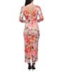 Marina Floral Lace Crew Neck Long Sleeve Mesh Embrodiery Maxi Sheath Dress, Color:Pink Multi - Image 2
