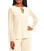 Color:Champagne - Image 3 - Keyhole Rhinestone Neck Beaded Bell Long Sleeve Matte Jersey 2-Piece Pant Set