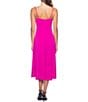 Color:Fuchsia - Image 2 - Matte Jersey Sleeveless Chain Strap Cowl Neck Midi Dress