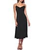 Color:Black - Image 1 - Matte Jersey Sleeveless Chain Strap Cowl Neck Midi Dress