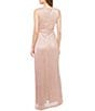 Color:Rose Gold - Image 2 - Metallic Knit Sleeveless Surplice V-Neck Long Gown