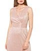 Color:Rose Gold - Image 3 - Metallic Knit Sleeveless Surplice V-Neck Long Gown