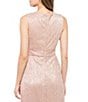 Color:Rose Gold - Image 4 - Metallic Knit Sleeveless Surplice V-Neck Long Gown