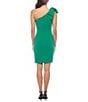 Color:Green - Image 2 - Asymmetric Neck One Bow Shoulder Sleeveless Stretch Crepe Sheath Dress