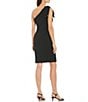Color:Black - Image 2 - Asymmetric Neck One Bow Shoulder Sleeveless Stretch Crepe Sheath Dress