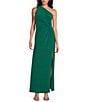Marina One Shoulder Sleeveless Knotted Sheath Dress, Color:Kelly Green - Image 1
