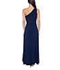 Marina One Shoulder Sleeveless Knotted Sheath Dress, Color:Navy - Image 2