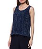 Color:Navy/Black - Image 3 - Pleated Metallic Round Neck Long Sleeve Twinset