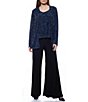 Color:Navy/Black - Image 4 - Pleated Metallic Round Neck Long Sleeve Twinset