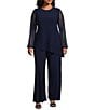 Marina Plus Size Beaded Long Sleeve Crew Neck 2-Piece Pant Set | Dillard's