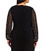 Color:Black - Image 4 - Plus Size Boat Neck Long Beaded Sleeve Elastic Cuff Back Slit Matte Jersey Gown