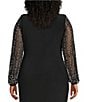Marina Plus Size Boat Neck Long Beaded Sleeve Elastic Cuff Back Slit Matte Jersey Gown, Color:Black - Image 4