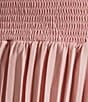 Marina Plus Size Halter Mock Neck Smocked Pleated Crepe Chiffon A-Line Midi Dress, Color:Blush - Image 3
