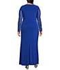 Marina Plus Size Side Slit Beaded Sleeve Dress, Color:Royal - Image 2