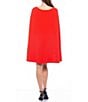 Color:Red - Image 2 - Scuba Crepe Capelet Embellished Long Sleeve Boat Neck Pocketed Sheath Dress