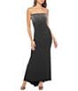 Color:Black - Image 1 - Scuba Crepe Sleeveless Strapless Ombre Beading Dress