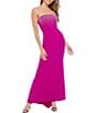 Color:Fuchsia - Image 1 - Scuba Crepe Sleeveless Strapless Ombre Beading Dress