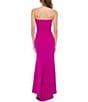 Color:Fuchsia - Image 2 - Scuba Crepe Sleeveless Strapless Ombre Beading Dress