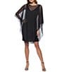 Color:Black - Image 1 - Sheer Overlay Sleeveless V-Neck Short Sheath Dress