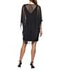 Color:Black - Image 2 - Sheer Overlay Sleeveless V-Neck Short Sheath Dress
