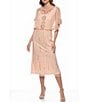Color:Blush - Image 1 - Short Sleeve Crew Neck Beaded Midi Blouson Dress