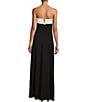 Color:Black/Ivory - Image 2 - Sleeveless Strapless Neck Scuba Crepe A-Line Maxi Dress