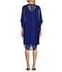 Color:Royal - Image 2 - Sleeveless V-Neck Chiffon Overlay V-Back Sequin Lace Dress