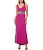 Color:Magenta - Image 1 - Sleeveless V-Neck Rhinestone Waist Dress