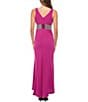Color:Magenta - Image 2 - Sleeveless V-Neck Rhinestone Waist Dress