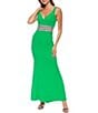 Color:Green - Image 1 - Sleeveless V-Neck Rhinestone Waist Dress