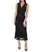 Marina Sleeveless V-Neck Scalloped Lace Midi Dress, Color:Black - Image 1