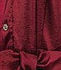 Marina Stretch Taffeta Point Collar Sleeveless Button Front A-Line Midi Dress, Color:Wine - Image 3