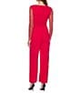 Color:Red - Image 2 - Surplice V-Neck Long Beaded Sleeve Scuba Crepe Jumpsuit