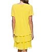 Color:Yellow - Image 4 - Tiered Chiffon Rhinestone Keyhole V-Neck Flutter Short Sleeve Dress