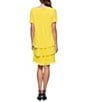 Color:Yellow - Image 2 - Tiered Chiffon Rhinestone Keyhole V-Neck Flutter Short Sleeve Dress