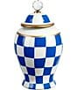 Color:Blue - Image 1 - Checkered Urn with Lid, Medium