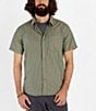 Color:Dark Jungle - Image 1 - Aerobora Austin Stripe Short Sleeve Woven Shirt