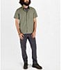 Color:Dark Jungle - Image 3 - Aerobora Austin Stripe Short Sleeve Woven Shirt