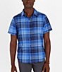 Color:Twilight Blue - Image 1 - Aerobora Short-Sleeve Plaid Woven Shirt